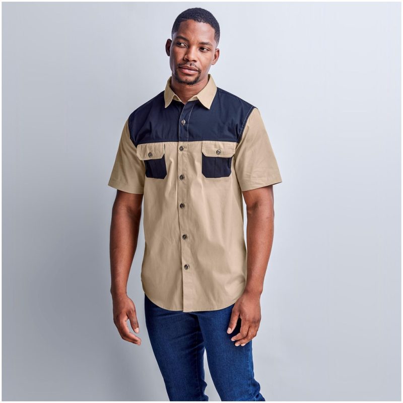 Mens Short Sleeve Serengeti 2-Tone Bush Shirt - Image 26
